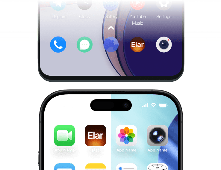 Elar app displayed on mobile phones